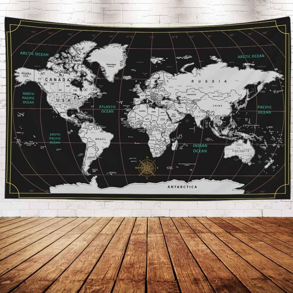 World Map Tapestry for Kids Student Wall Tapestry World Geographical Distributio - Picture 6 of 7